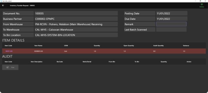 IQ Barcode interface