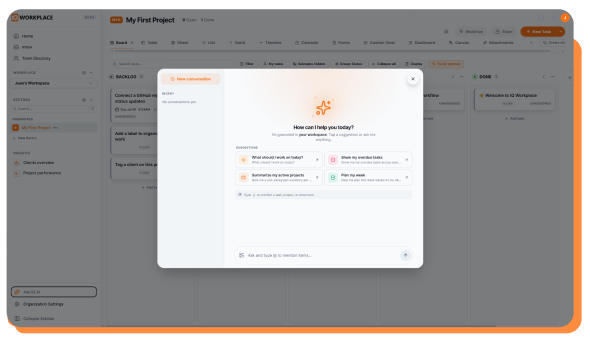 IQ Workplace software displayed on a monitor