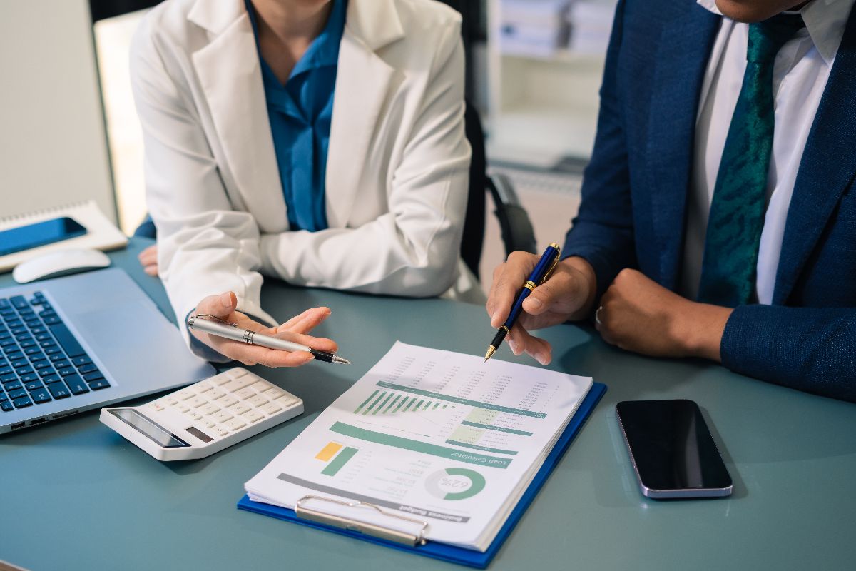 A business talking about the business' financial health 