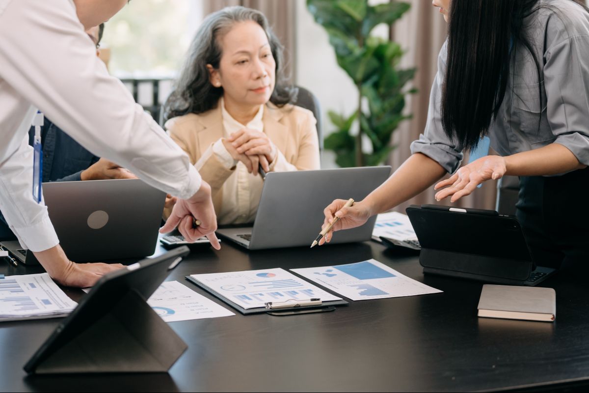 A meeting disucssing the strageties of implementation