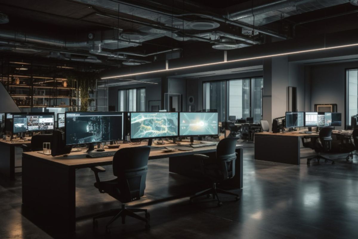 An office iwth a good set up tech infrastructure