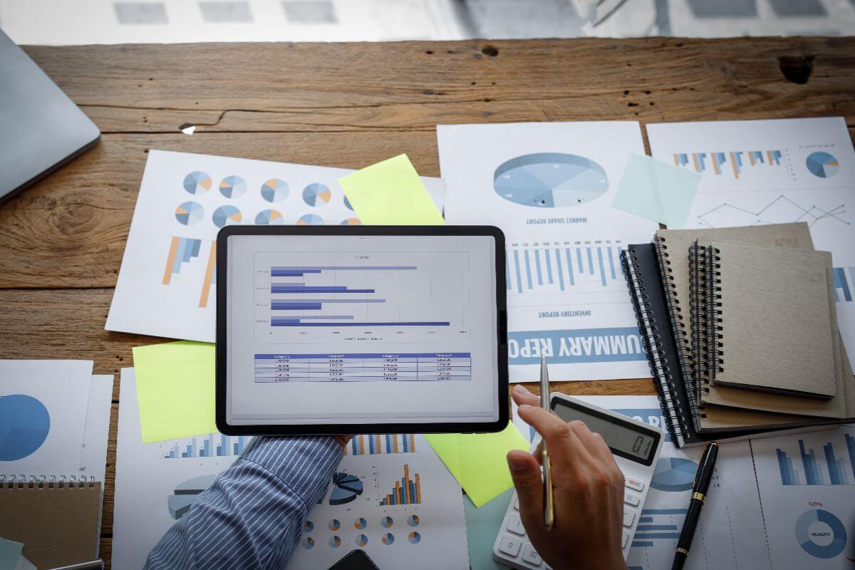 tablet with graphs showcasing real-time visibility and accurate data